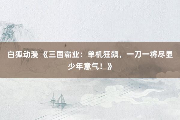 白狐动漫 《三国霸业：单机狂飙，一刀一将尽显少年意气！》