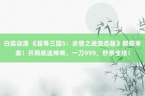 白狐动漫 《超等三国5：赤壁之战变态版》颠簸来袭！开局就送神将，一刀999，秒杀全场！