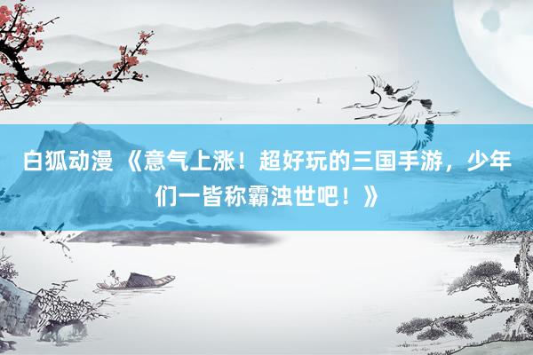 白狐动漫 《意气上涨！超好玩的三国手游，少年们一皆称霸浊世吧！》
