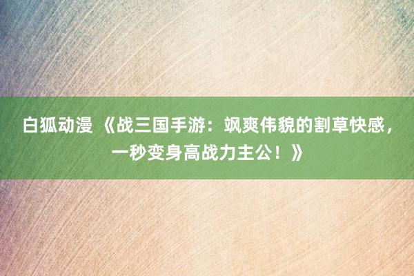 白狐动漫 《战三国手游：飒爽伟貌的割草快感，一秒变身高战力主公！》