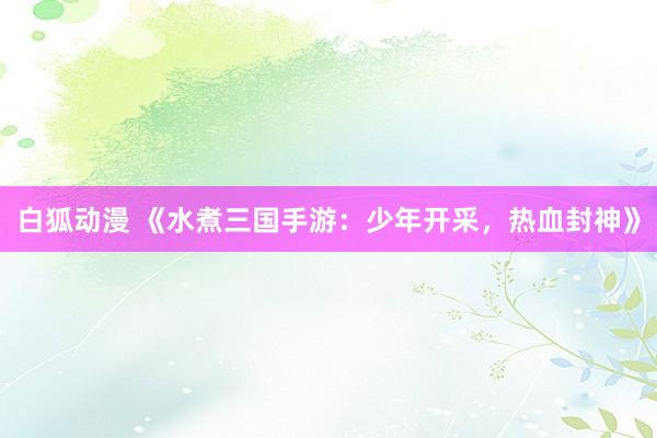 白狐动漫 《水煮三国手游：少年开采，热血封神》