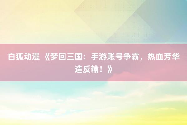 白狐动漫 《梦回三国：手游账号争霸，热血芳华造反输！》