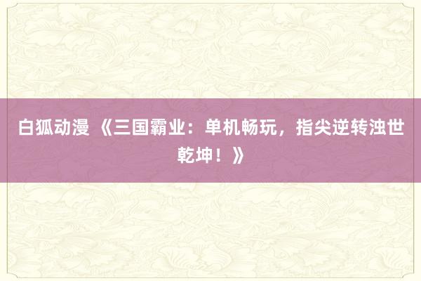 白狐动漫 《三国霸业：单机畅玩，指尖逆转浊世乾坤！》