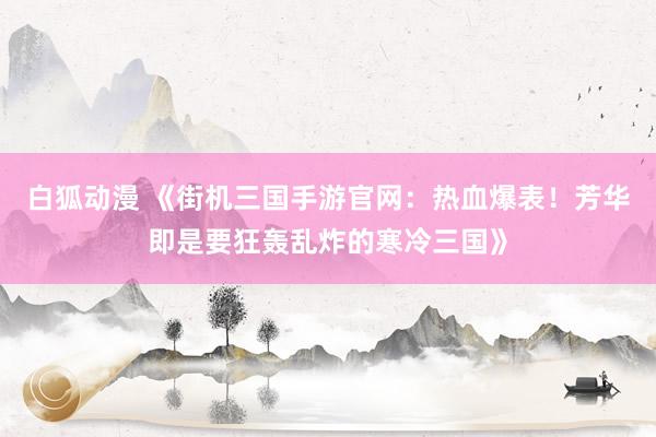 白狐动漫 《街机三国手游官网：热血爆表！芳华即是要狂轰乱炸的寒冷三国》