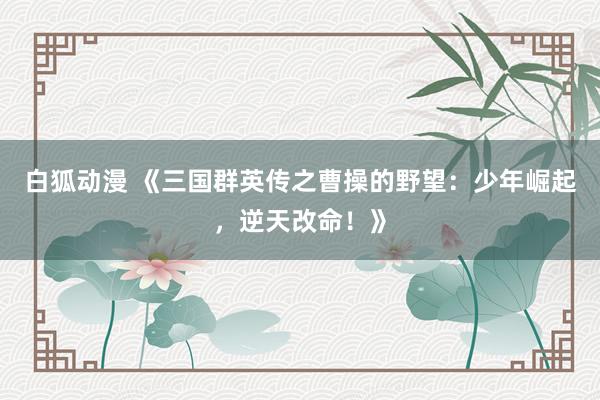 白狐动漫 《三国群英传之曹操的野望：少年崛起，逆天改命！》
