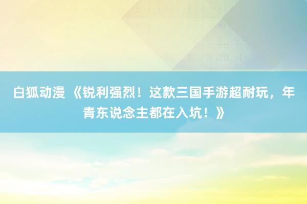 白狐动漫 《锐利强烈！这款三国手游超耐玩，年青东说念主都在入坑！》