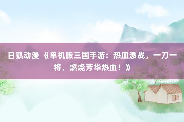 白狐动漫 《单机版三国手游：热血激战，一刀一将，燃烧芳华热血！》