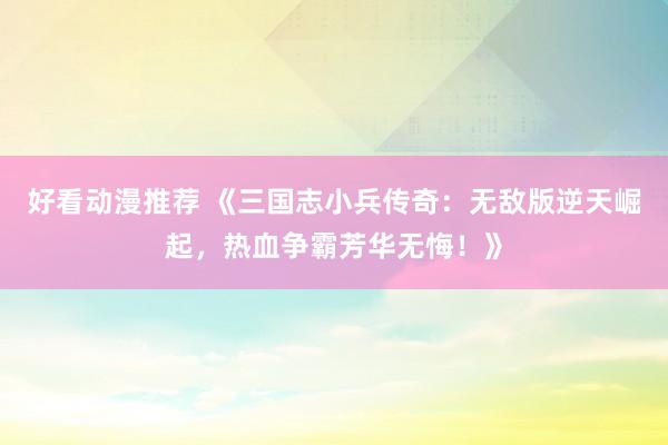 好看动漫推荐 《三国志小兵传奇：无敌版逆天崛起，热血争霸芳华无悔！》