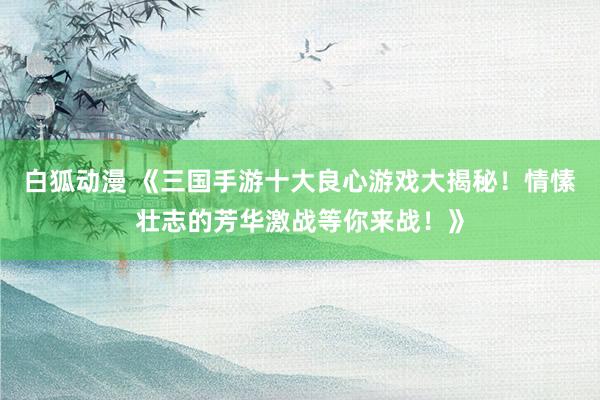 白狐动漫 《三国手游十大良心游戏大揭秘！情愫壮志的芳华激战等你来战！》