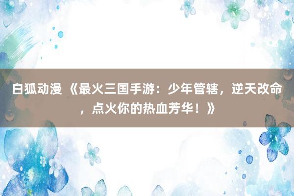 白狐动漫 《最火三国手游：少年管辖，逆天改命，点火你的热血芳华！》